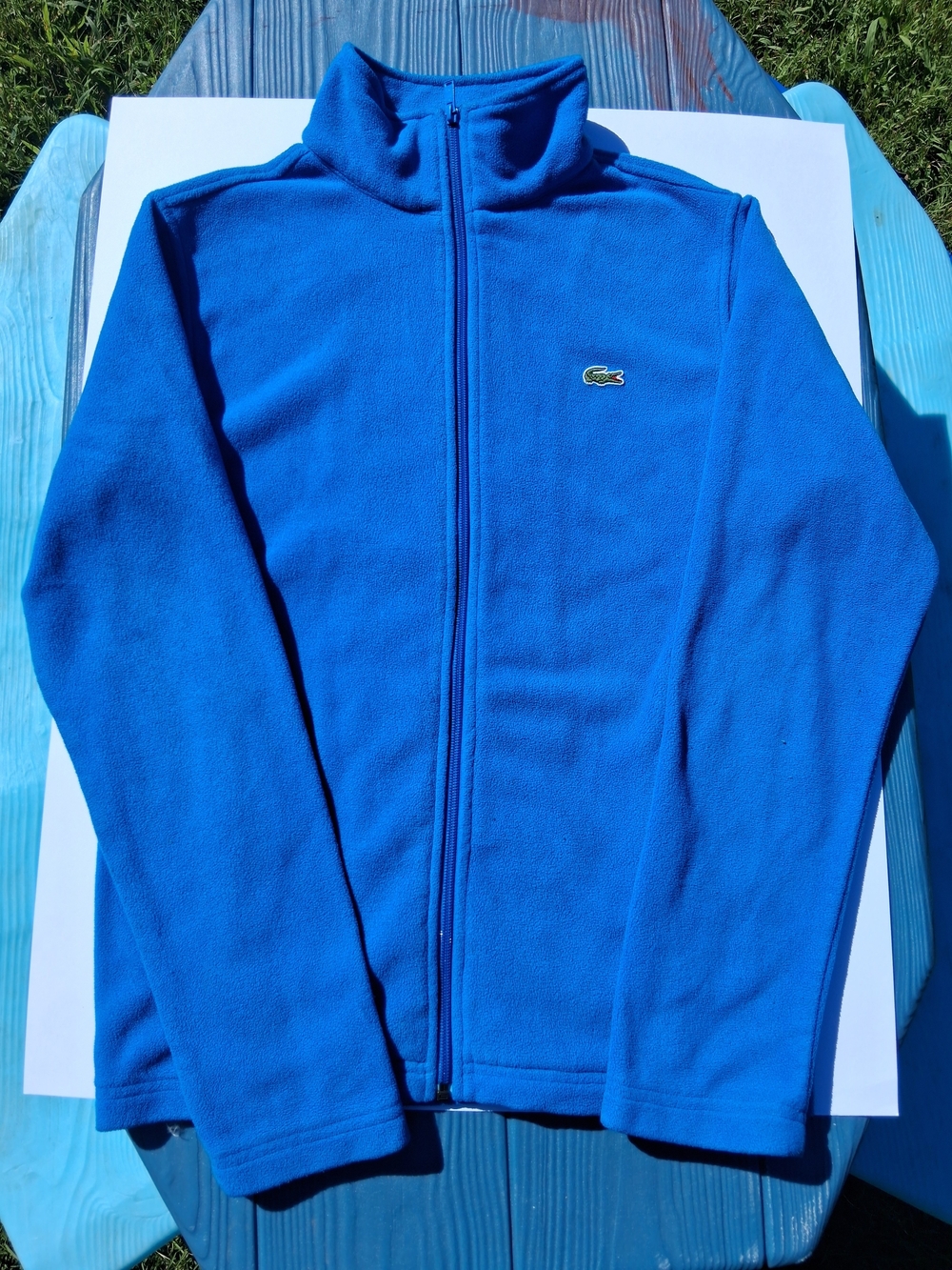 Vintage Lacoste Blue Full-Zip Fleece Jacket Sz Medium